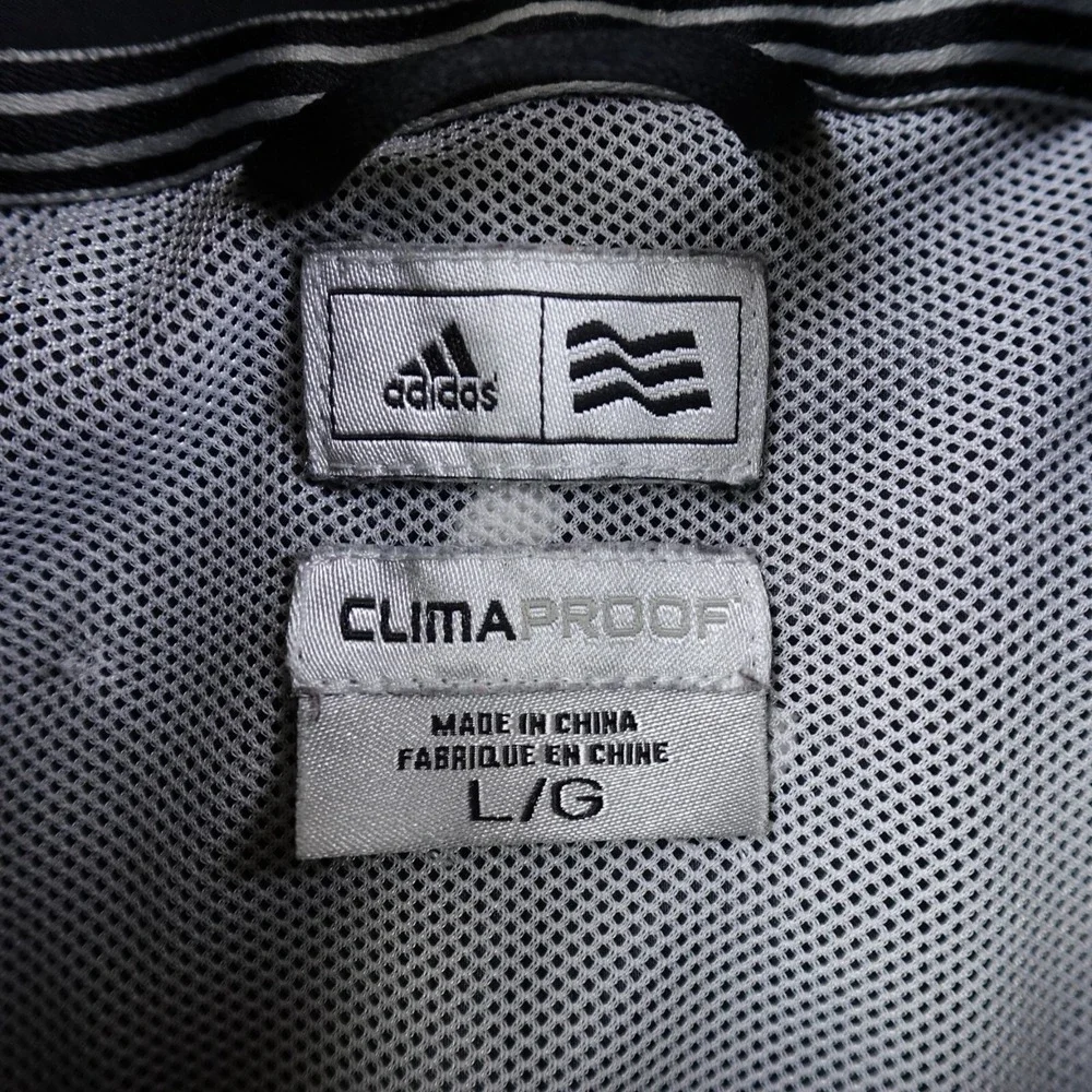 Adidas Jacket Mens L Black Climaproof Zip Track Windbreaker‎ Bomber Athletic Gym